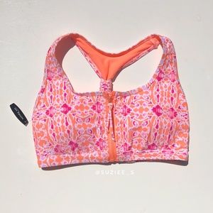 Adore Me Pink Orange Abstract Zipper Bikini Bra Top 1X NWT